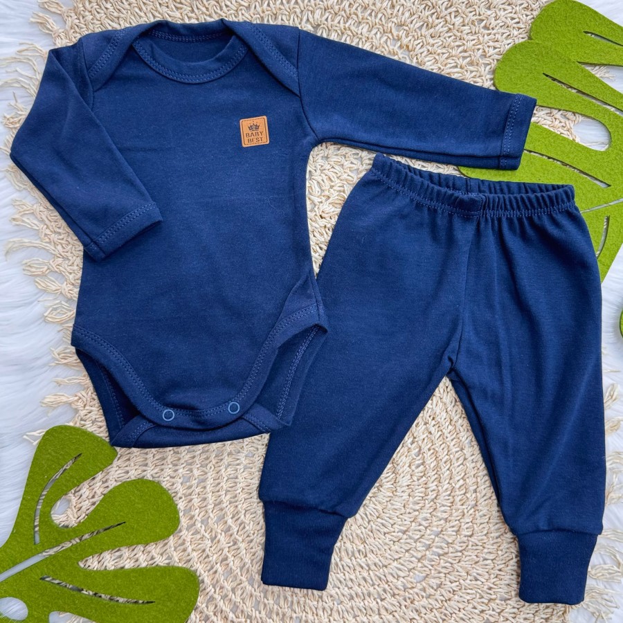 Conj. Body e Calça 100% Algodão Pima com Proteção UV50+ - Azul Marinho